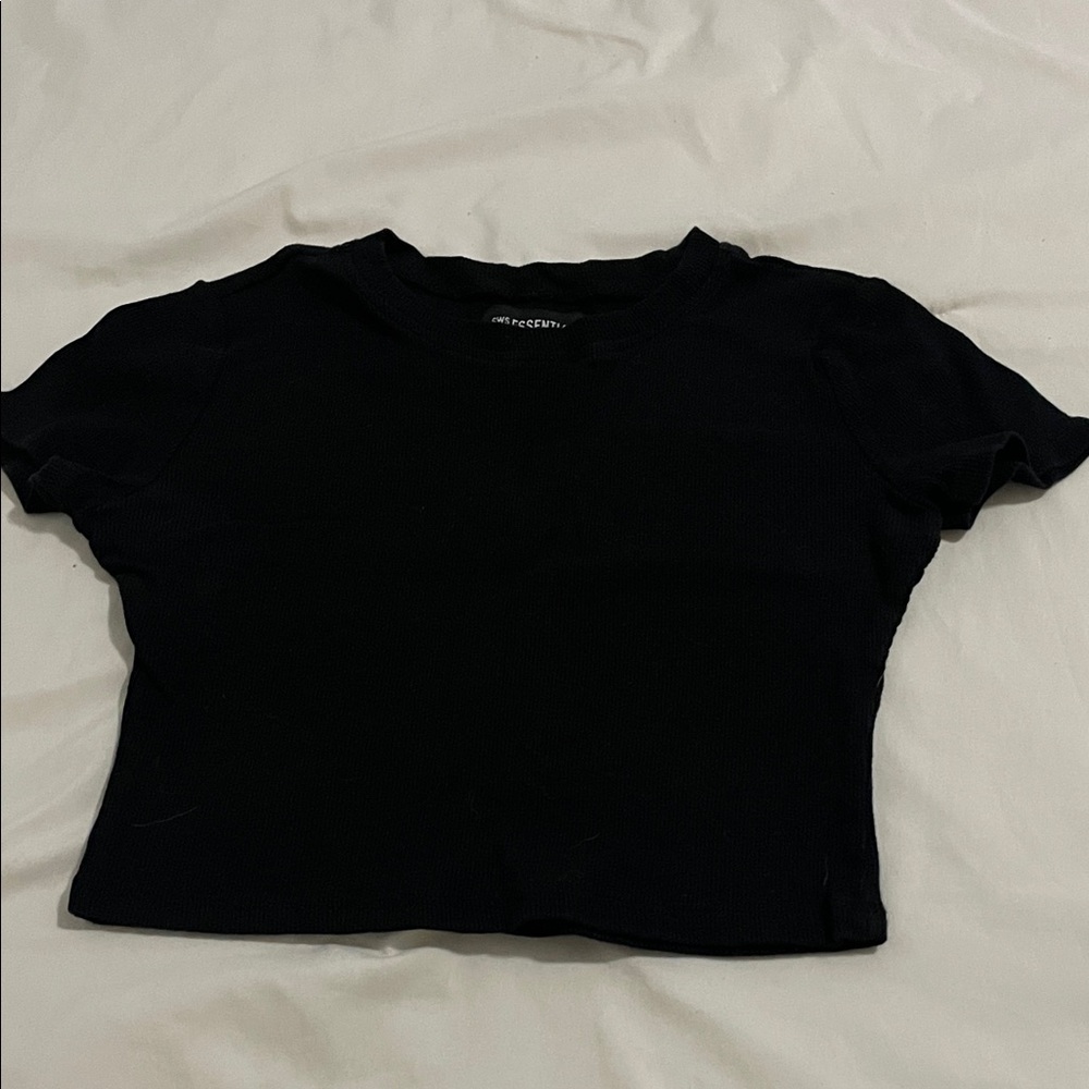 Essentials Black Women's Short Sleeve Crop Top